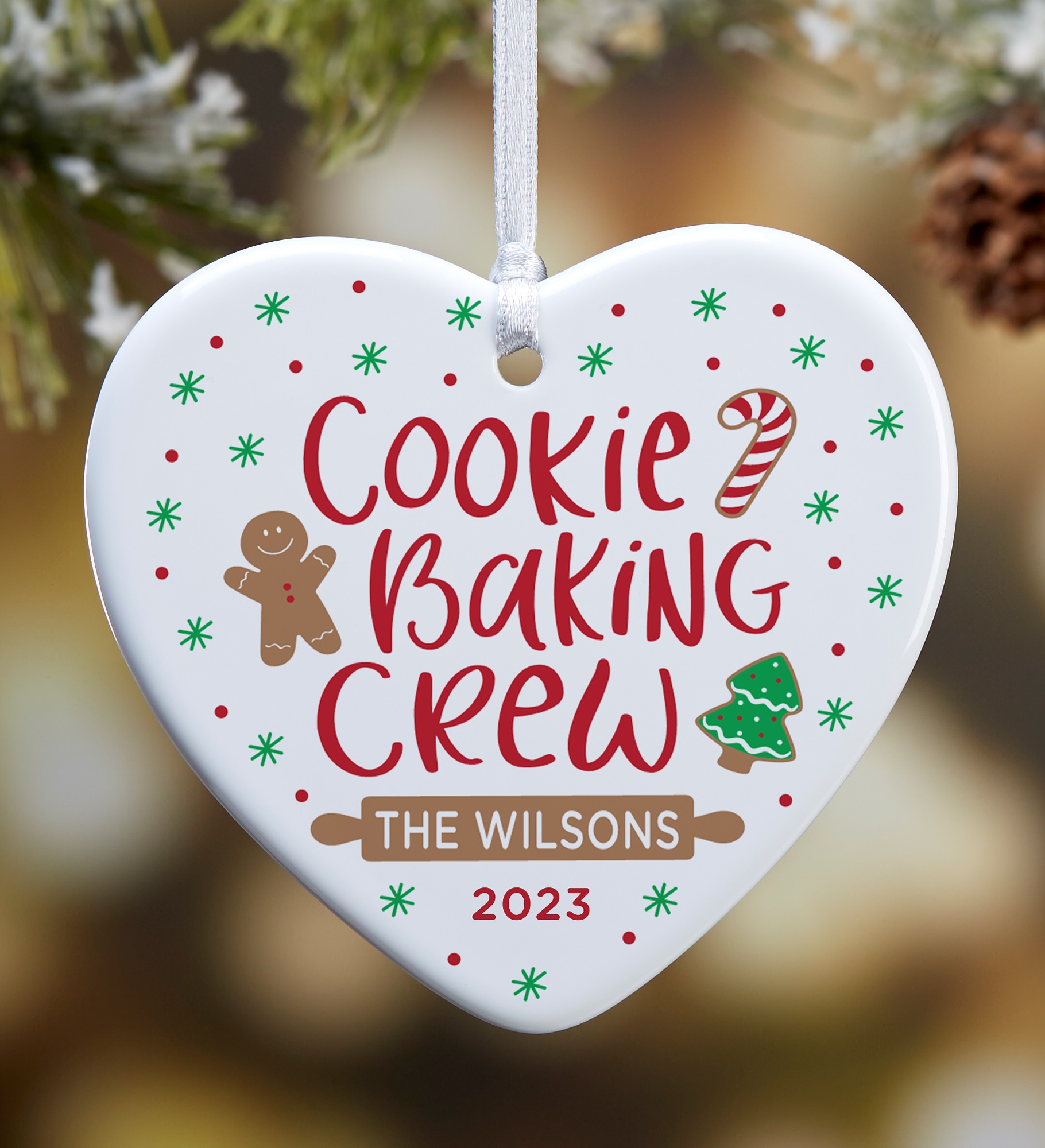 Baking Spirits Bright Personalized Heart Ornament
